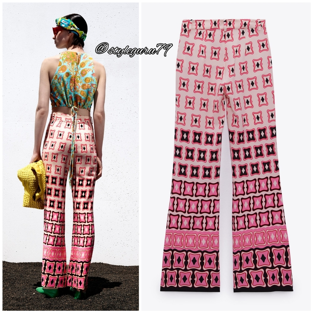 NWT, ZARA, High Waisted Printed Trousers - Picture 2 of 5